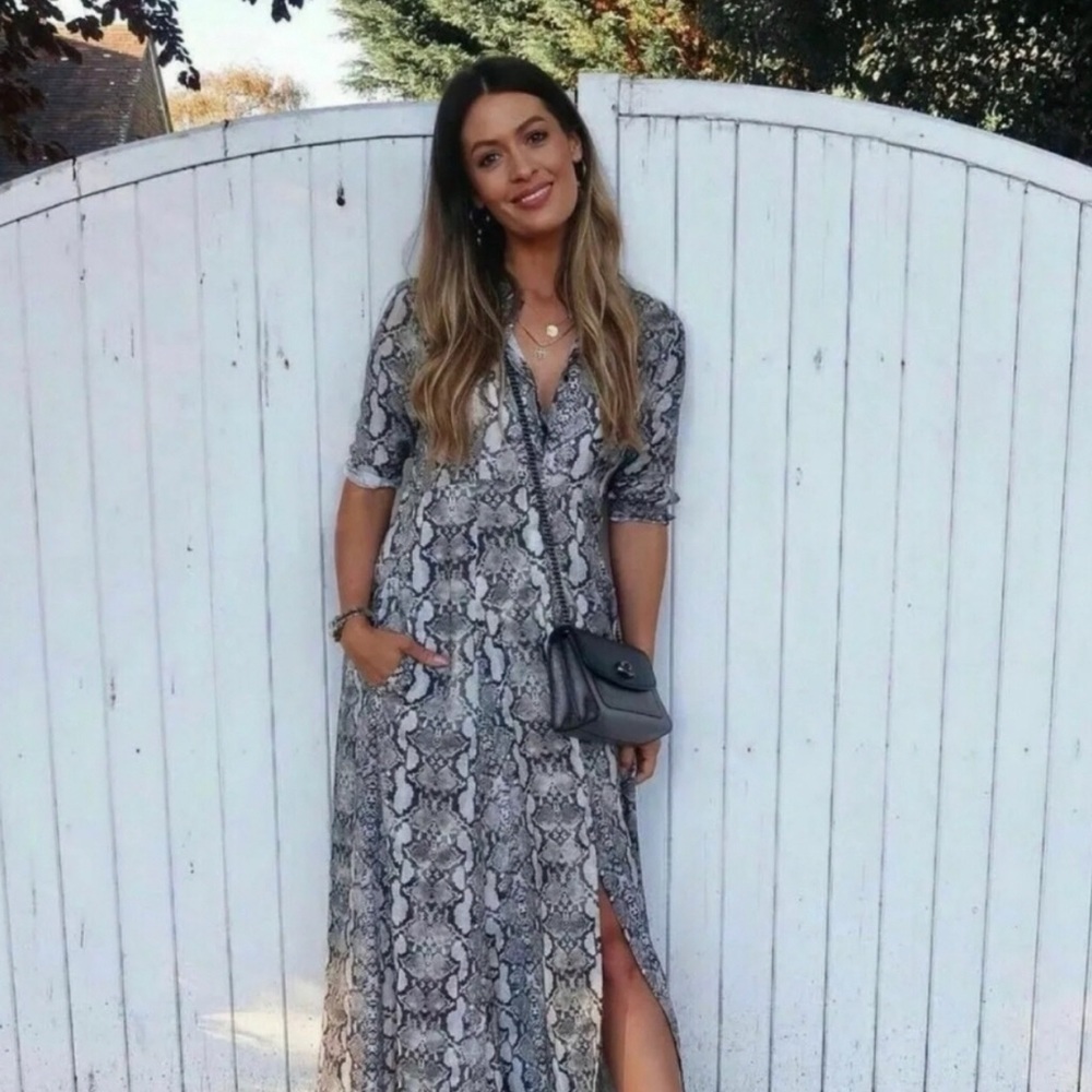 ZARA MAXI SNAKE PRINT SHIRT DRESS ANIMAL  BLOGGERES FAVORITE - Picture 3 of 10